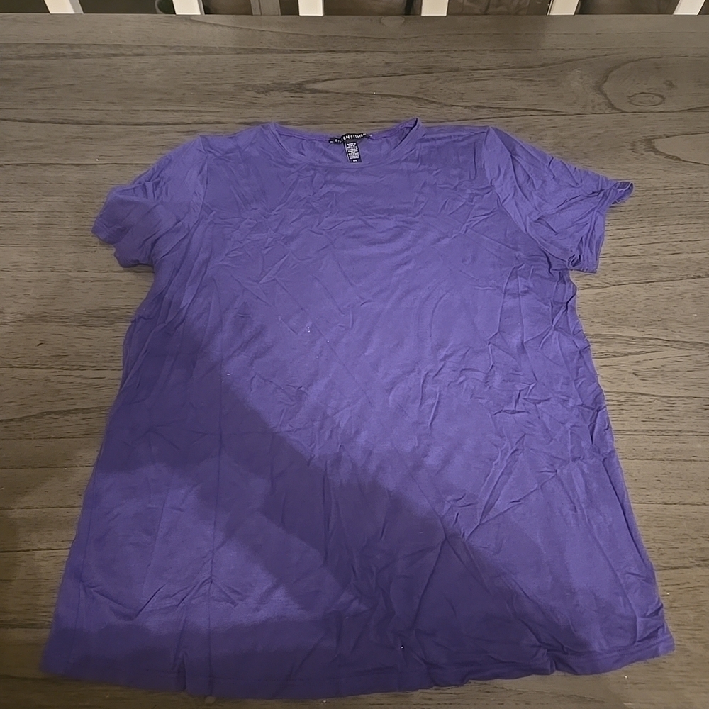 Eileen Fisher Vibrant Purple Short Sleeve Tee